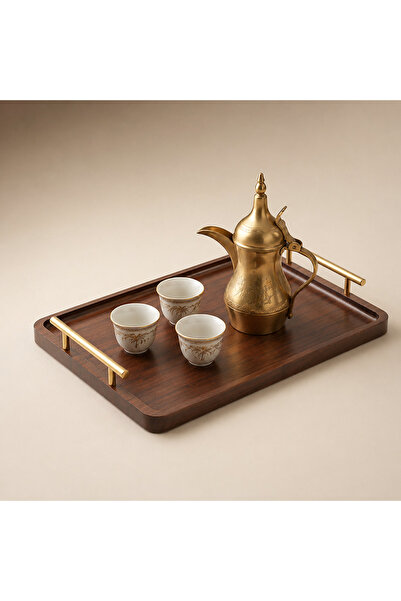 KB Serving Tray with Gold Handles - for Tea/Coffee/ Home Decor , 25*36cm