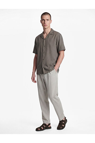 Koton Regular Fit Turn-Down Collar Viscose Short Sleeve Shirt