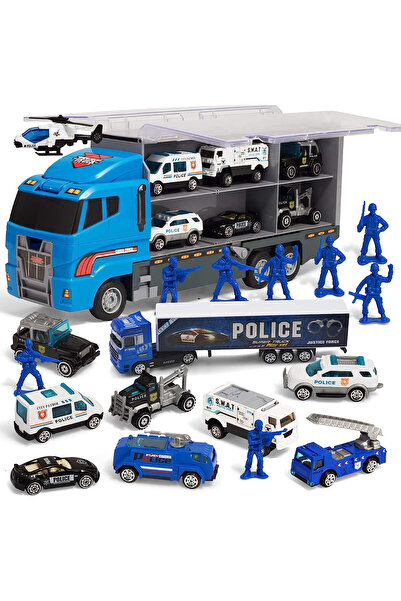 Simply Joy Camion de Poliție Jucărie 19 în 1 cu Figurine Mici de Poliție, Sim...