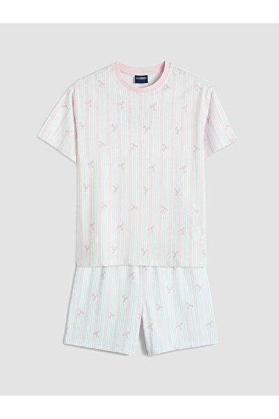 LC Waikiki Set de pijamale scurte pentru fete, cu guler rotund