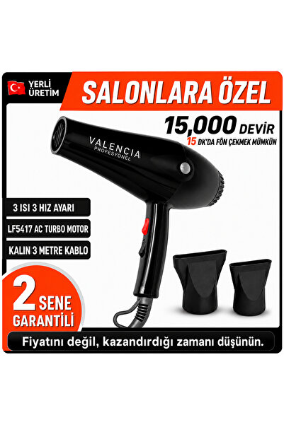 VALENCIA Aurora Profesyonel AC Motorlu Kuaför Tipi Fön Makinesi 2500W 2 Başlı...