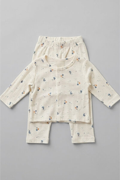 LOGO AKSESUAR Baby Kids 100% Cotton Breathable Openwork Pajamas Top and Botto...