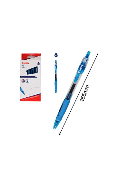 idei Cutie cu 12 Pixuri Retractabile cu Gel Albastru, Vârf 0,7 mm, Lungime 15...