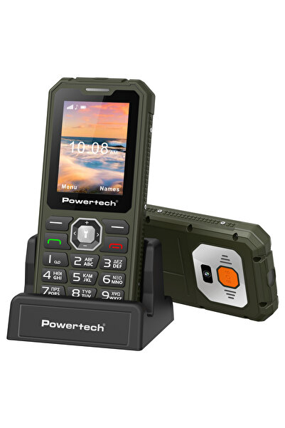 POWERTECH κινητό τηλέφωνο Sentry Armor, dual SIM, πλήκτρο SOS, 4G, IP67, χακί