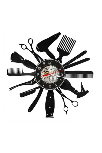 OEM Ceas de perete decorativ din disc de vinil, model cu ustensile de salon d...
