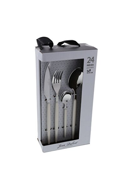 Jean Dubost Set tacamuri 24 piese Jean Dubost, inox, alb, pentru 6 persoane