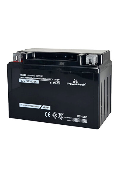 POWERTECH μπαταρία μολύβδου μοτοσυκλέτας PT-1206, 12V 9Ah, AGM, YTX9-BS