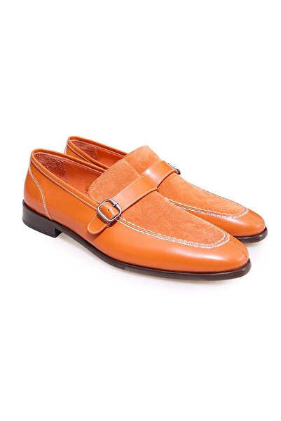FRANCO CALVANI Orange Color Laceless Genuine Leather Suede Men's Shoes