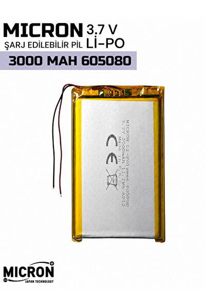 Micron 605080 3.7V 3000mAh Li-Polymer (Li-Po) Şarj Edilebilir Pil – Lityum Po...