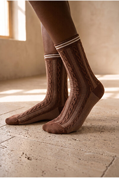 Katia&Bony Women's Knitted Patterned Socks Dark Brown