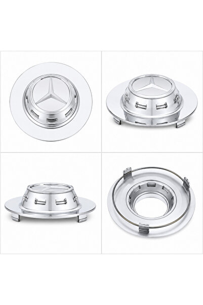 HDF MERCEDES MAYBACH / GÜMÜŞ / JANT GÖBEĞİ GÖBEK KAPAĞI 4 ADET JANT ORTA KAPAK