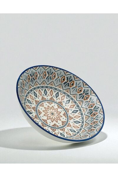 B&D Decorative Ceramic Serving Bowl, Blue and White Pattern, Traditional Moro...