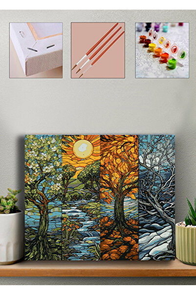 Carmen Sayılarla Boyama Seti - Dört Mevsim - Büyük Ebat 60x75cm