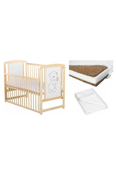 Babyneeds Set Patut din lemn bebe Babyneeds, Timmi cu laterala culisanta, 120...