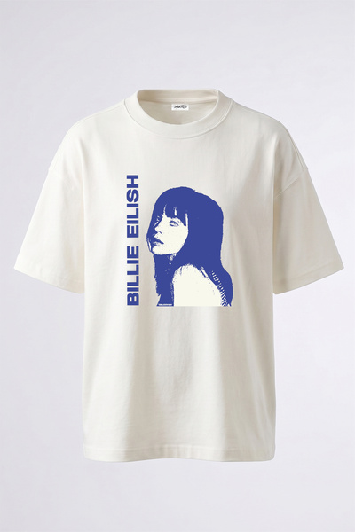 Anetos Billie Eilish_11 Λευκό μπλουζάκι με στάμπα σχεδίου Unisex Oversize