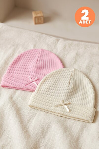 Just inner Baby Girl 2-Piece 100% Cotton Beanie Set, Solid Color, Textured, F...