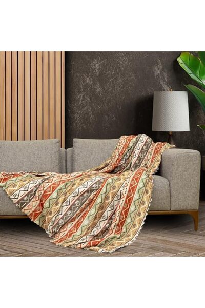 Yıldızan slh shop CONCEPT SoftMicro Boho غطاء أريكة من الألياف الدقيقة بنمط ع...