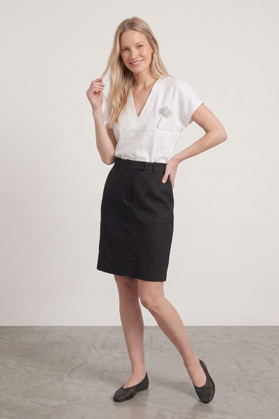 Purpleclo Smart Casual Linen Blend V-Neck Women's Blouse