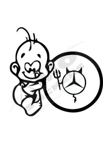 Amo-Stickers Sticker BABY On Board Mercedes 25cm Alb