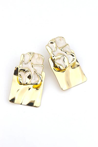 Haziran Accessory, Zra Cream Enamel Large Earrings