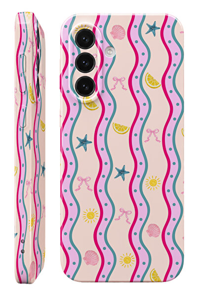 WANNA PROTECT Samsung A15 Pink Wave Protect Slim Parlak Tam Kaplayan Baskı Ka...