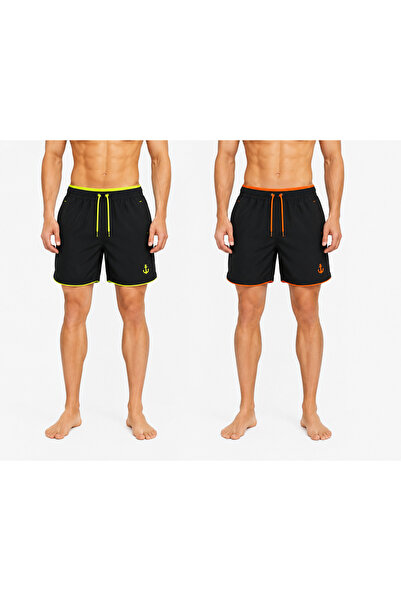 Karatopak 2-Piece Pocket Zipper-Lined Colorful Swim Shorts