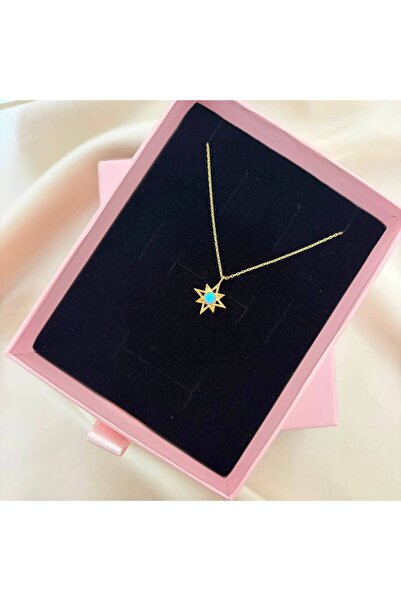 Lovera Jewellery 925 Ayar Gümüş Sertifikalı 14K Gold Renk Mavi Opal Taşlı Sir...