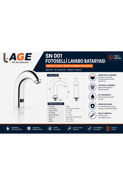 AGE YAPI Touchless Washbasin Faucet-Smart Faucet-Washbasin Mixer
