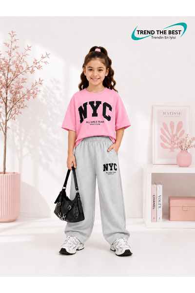 TREND THE BEST Trendin En İyisi Summer Girl Boy Unisex Kids Nyc Printed Gray ...