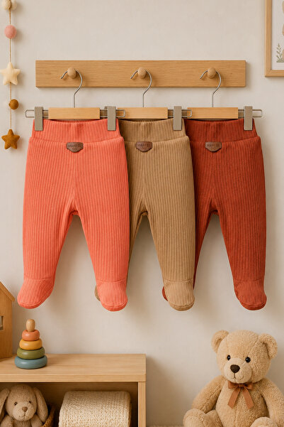 MAHFEL 100% Cotton Basic 3-Piece Unisex Baby Bottom Pants with Booties