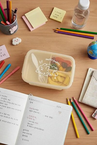Miniso Lisanslı Hayvan Serisi Beslenme Çantası Bej 1100 Ml – Çatal Bıçaklı