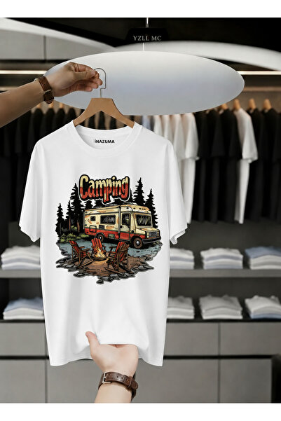İnazuma Outdoors Unisex Oversize Printed Cotton Crew Neck Short Sleeve White ...
