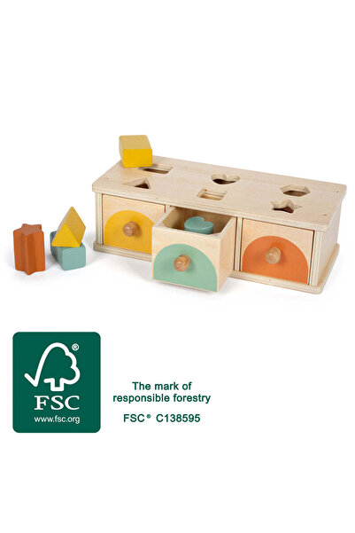 Small Foot Joc de sortare Montessori – Cutie din lemn certificată FSC cu 3 se...