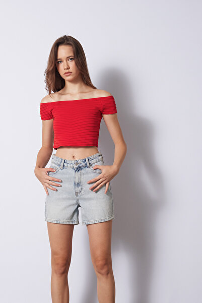 Nisan Tri̇ko Corset Top Red