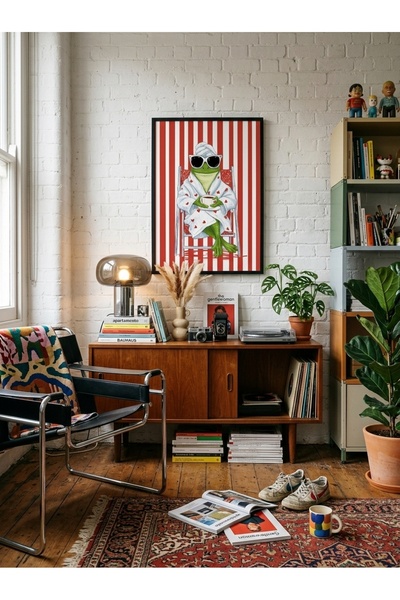 LunaRe Home Art&Design Modern Minimal Soyut Bohem Ahşap Çerçeveli Tablo Çerçe...
