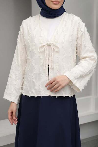 zenne Striped Tassel Kimono 2353 - Off-White