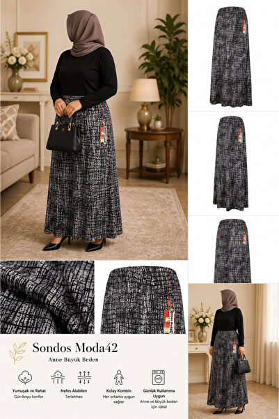 Sondos Moda42 Hesna Women's Sketch Line Pattern Oversized Size 8-Piece Elasti...