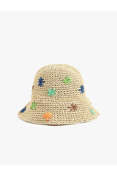 Koton Floral Straw Bucket Hat
