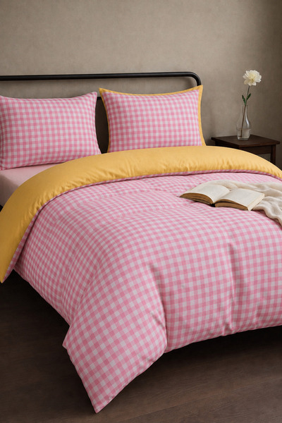 Tabu Home Set de lenjerie de pat dublă Ranforce roz-galben