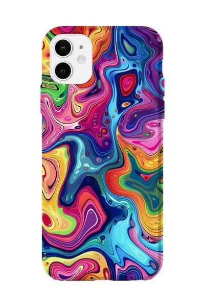 lelia حافظة هاتف شفافة مطبوعة متوافقة مع iPhone 11 |   مجموعة كولور ويف فلوكس