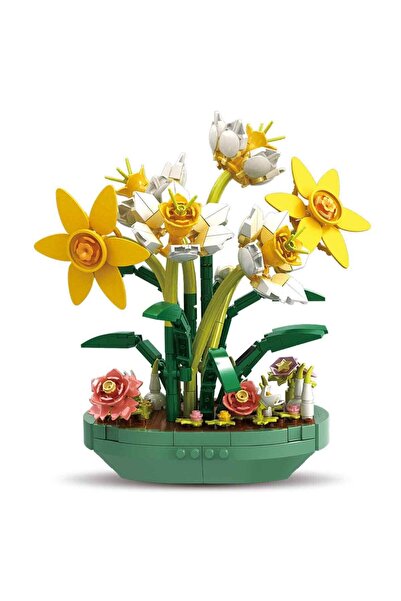 PopŞeker Narcissus Flower Building Blocks (487 Pieces) |   Potted Botanical D...