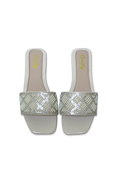 Saudi Step Women Pearl Rhinestone Flat Slide Sandals, Soft Ergonomic Sole for...