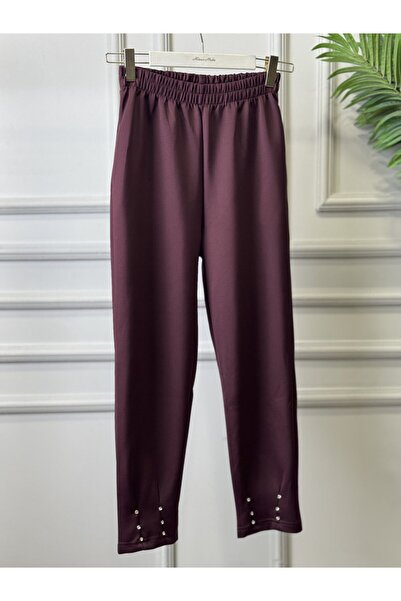 ALANURMODA 26027 بنطلون مرصع بالأحجار بلون البرقوق