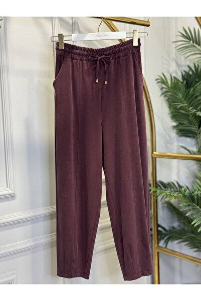 2K 25083 Stitched Cuffed Trousers Claret Red