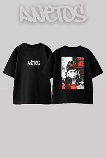 Anetos Scarface Tony Montana dizajn, štampana unisex oversize crna majica
