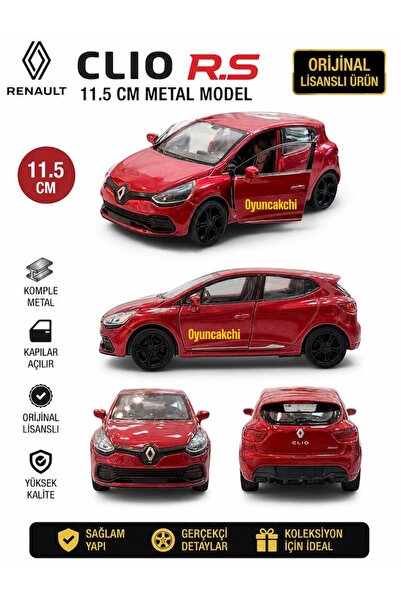 tmtoysandmore Renault Clio Rs Diecast Metal Model Araba 1:36 Ölçek Kırmızı