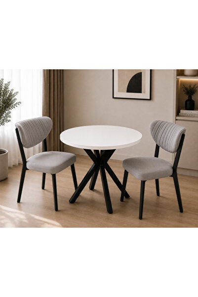 Cosargroup ELMA Sandalye 70X70 ÇAP Yemek Masası Mutfak Masası 2 Kişilik Masa ...