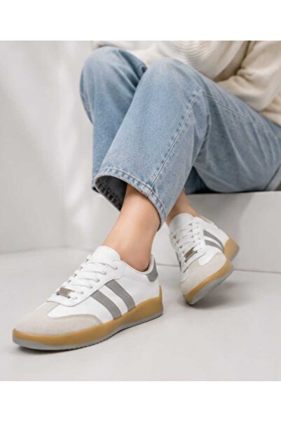 GAK RUN Two-Tone White Gray Casual Sports Shoes Comfortable Rubber Sole