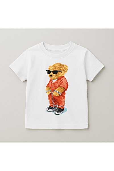 SVART WEAR Παιδικό και εφηβικό μπλουζάκι με στάμπα αρκουδάκι, βαμβακερό, με κ...