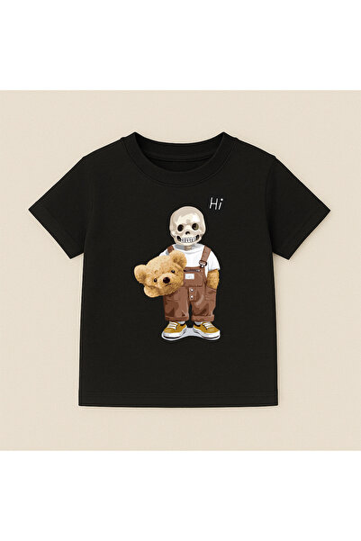 SVART WEAR Teddy Bear Printed Crew Neck Cotton Short Sleeve Kids & Youth T-Shirt